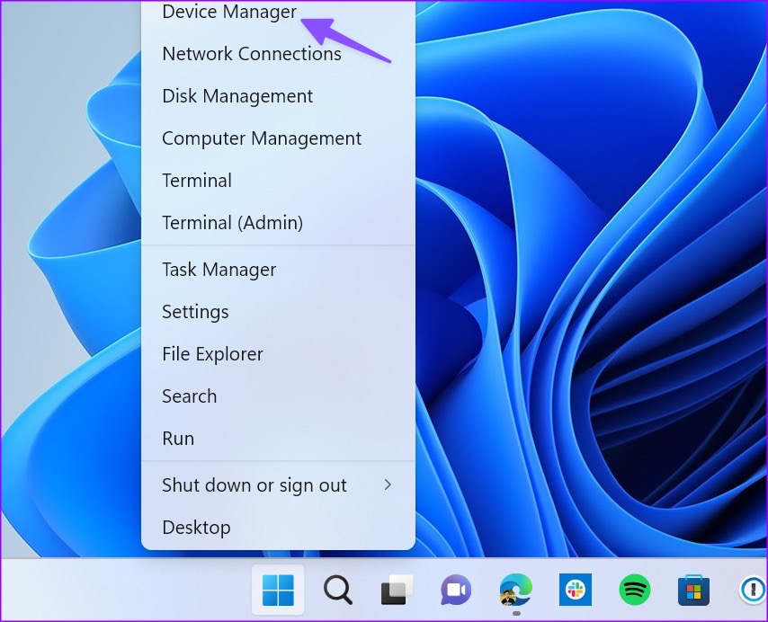 Open device manager on Windows