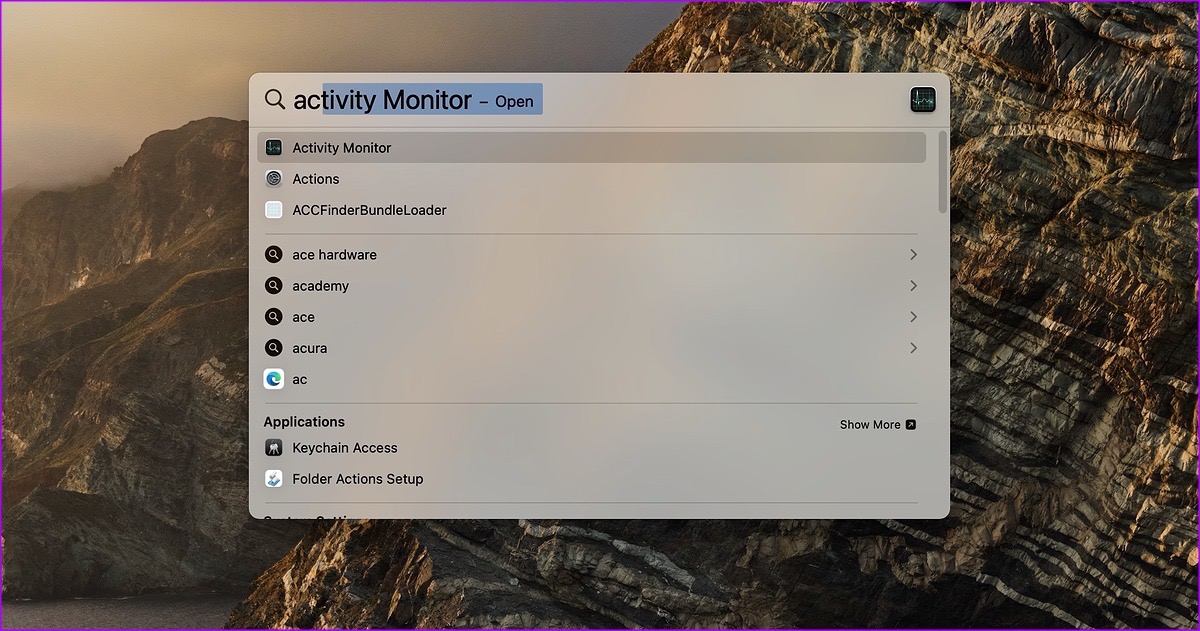 open activity monitor on Mac