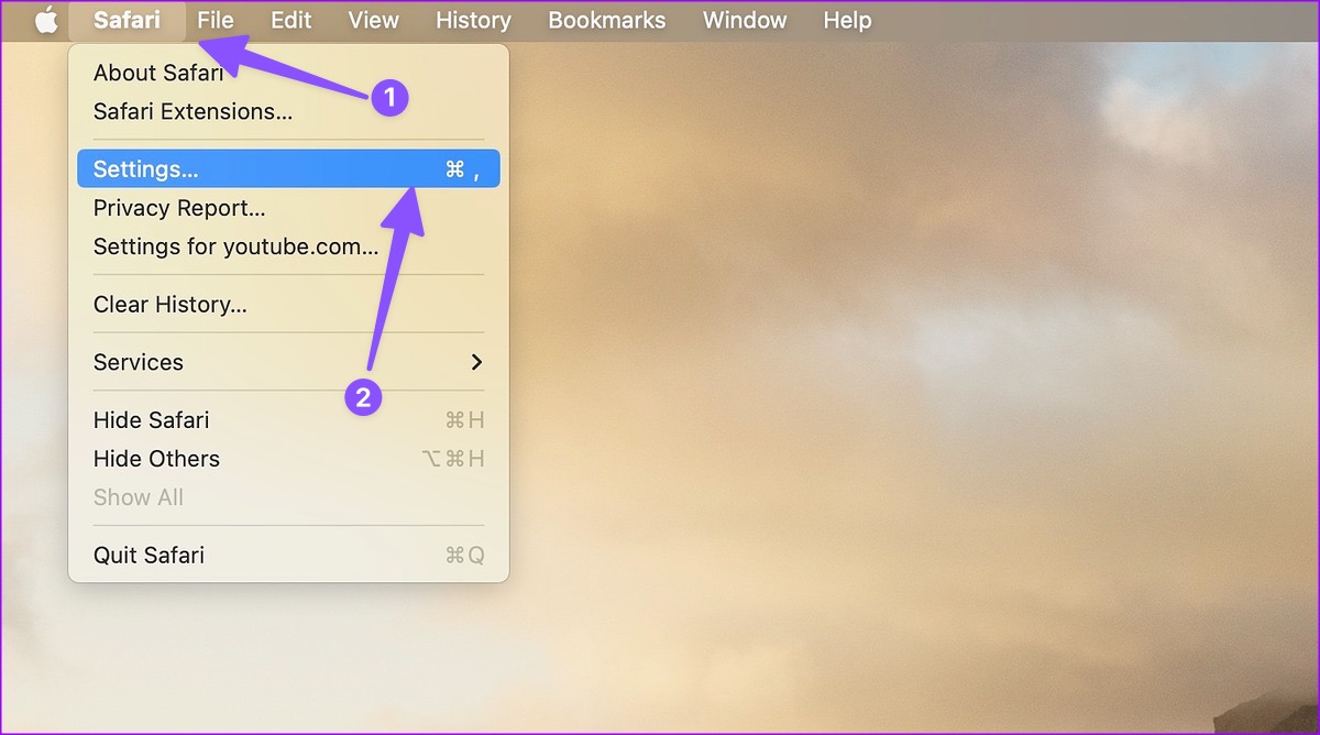 Ouvrez les paramètres de Safari sur votre Mac