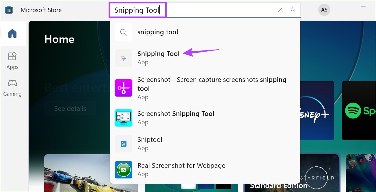 Click on Snipping Tool