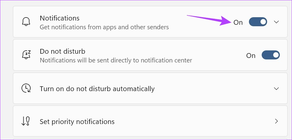 Turn on the toggle for Notifications