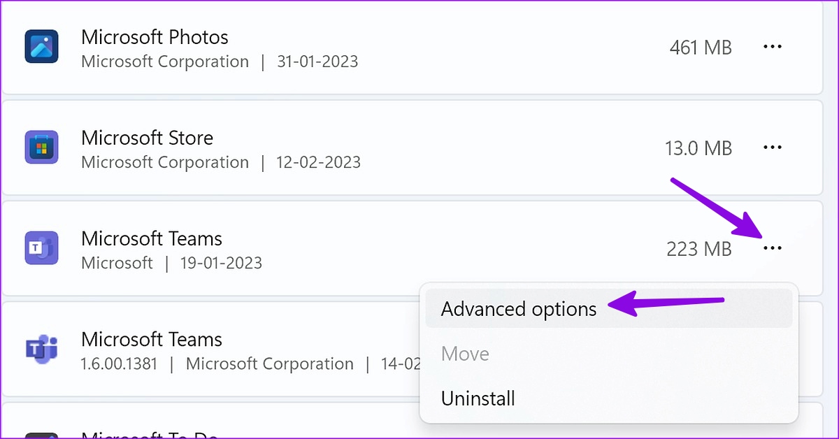 open advanced options in Windows Settings