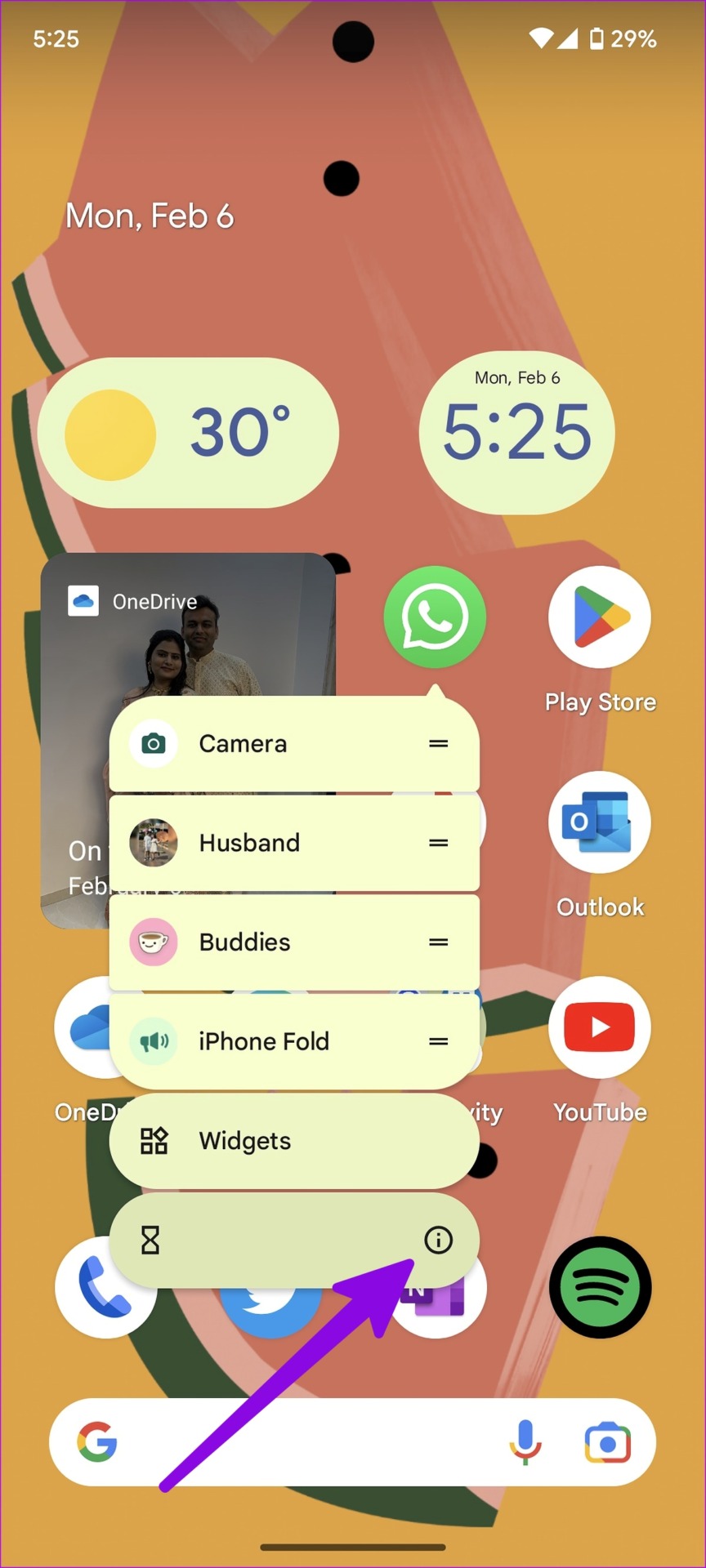 WhatsApp app info menu