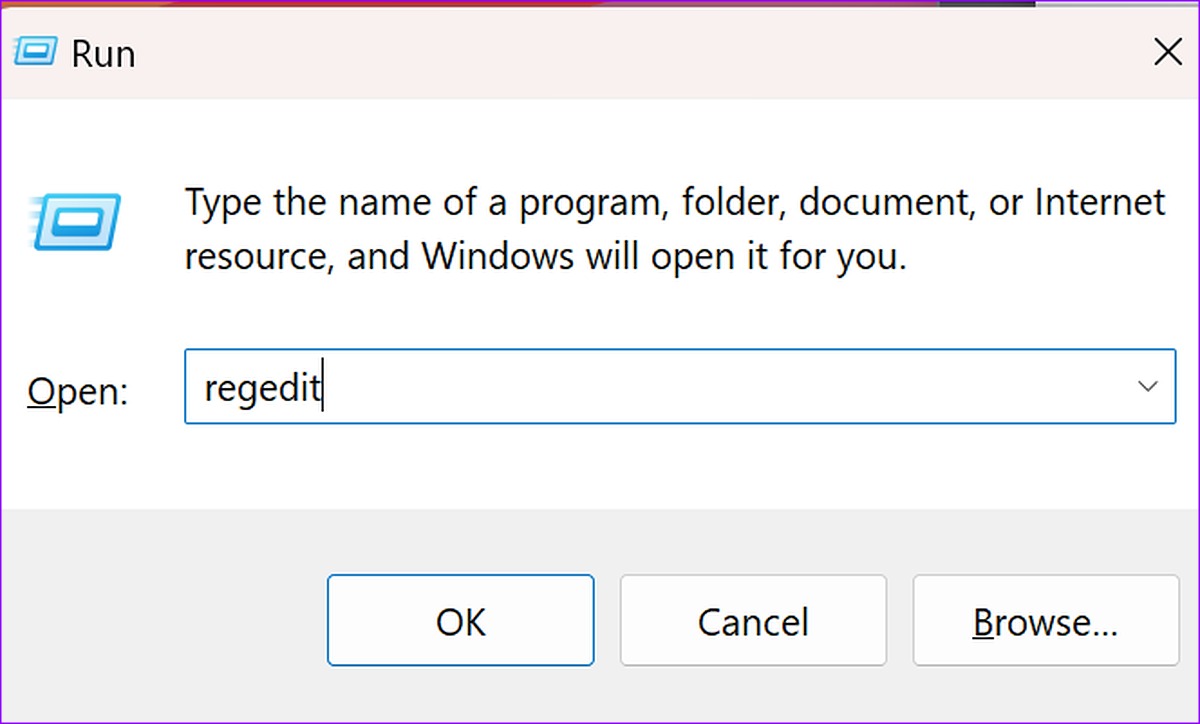 Open registry editor on Windows 11