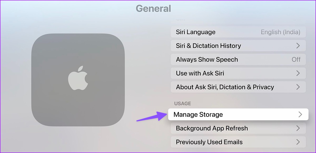 Manage storage on Apple TV