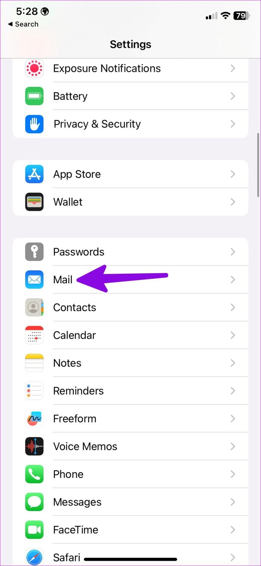 Open Mail app on iPhone