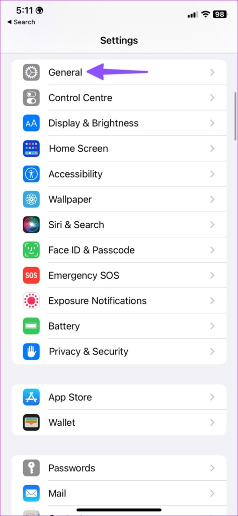 open general on iPhone