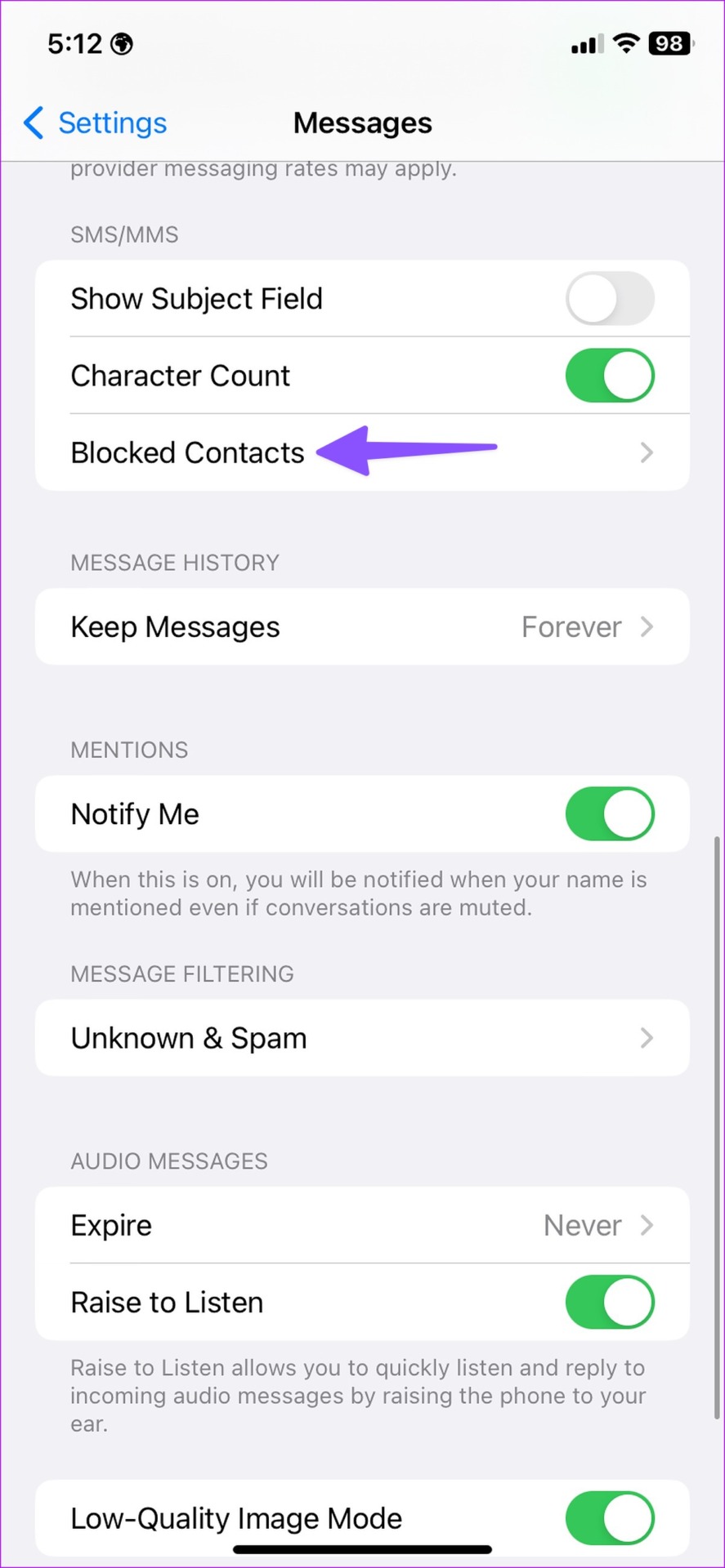 blocked contacts on iPhone