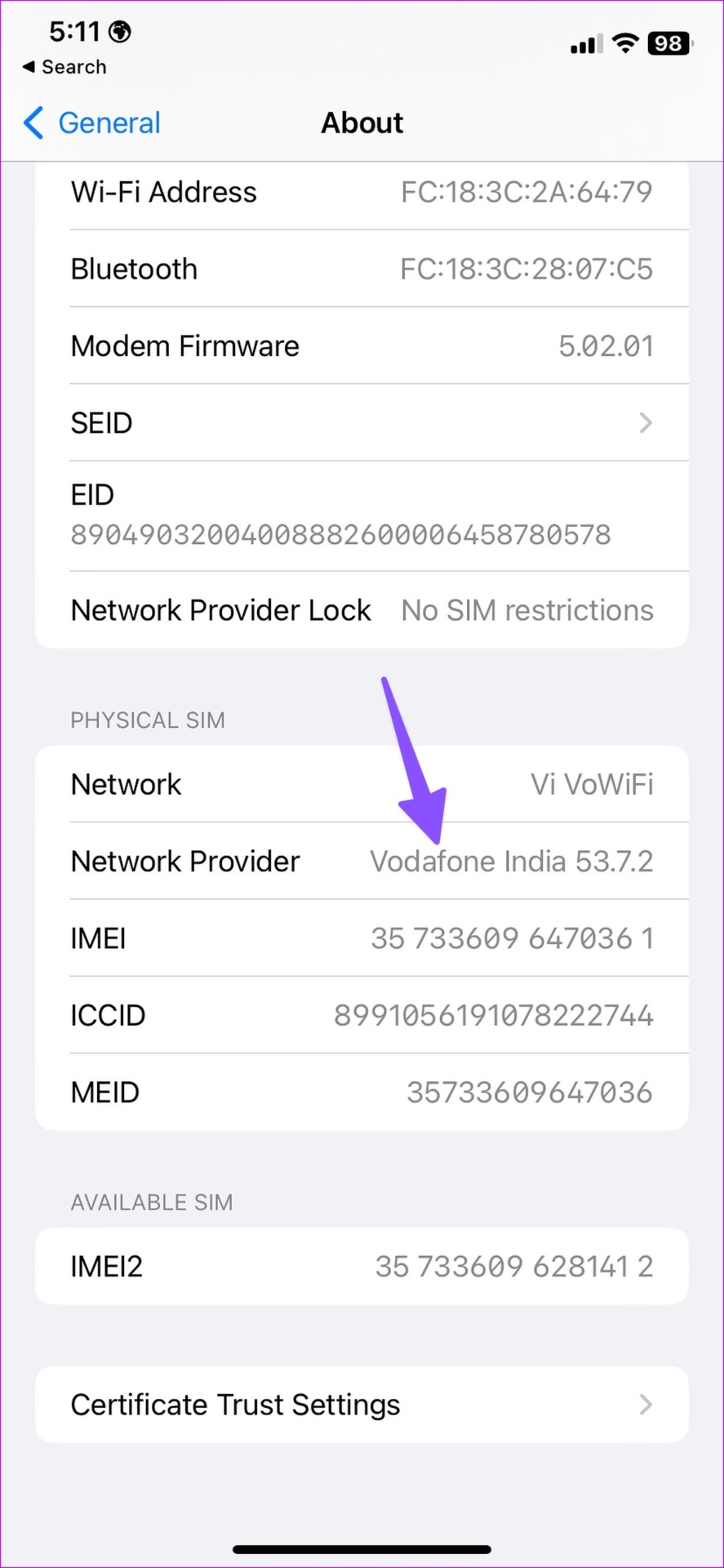 update network provider on iPhone