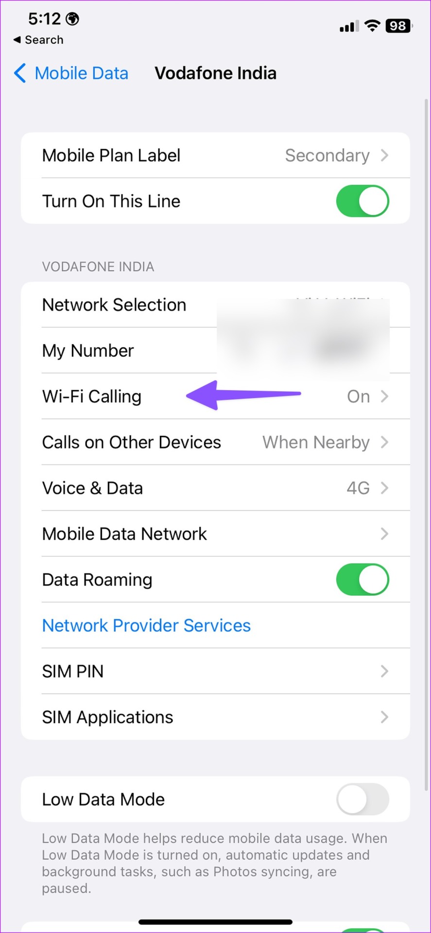 select Wi-Fi calling on iPhone