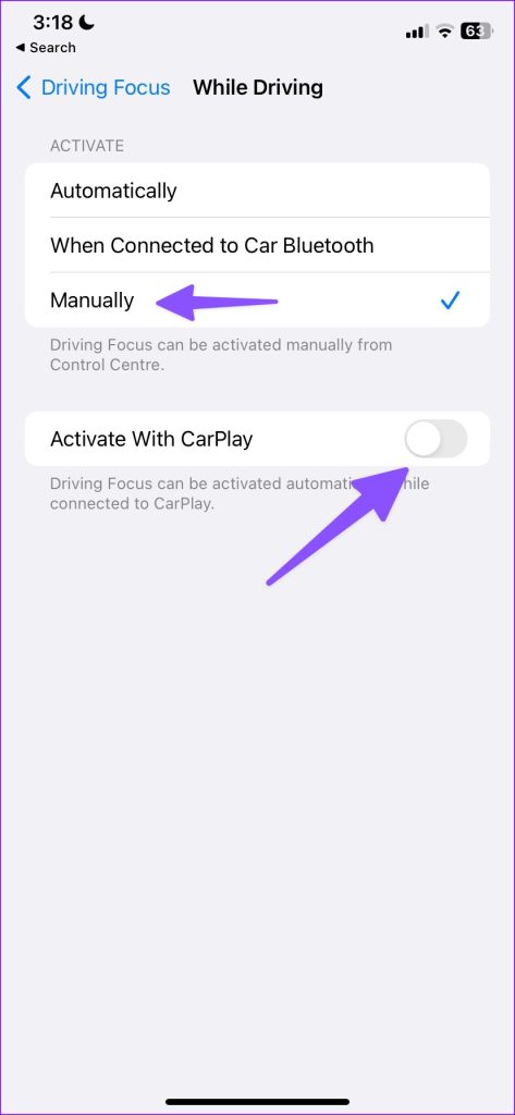 disable driving focus