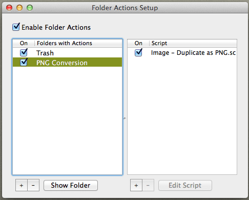 Folder Actions Script Chosen