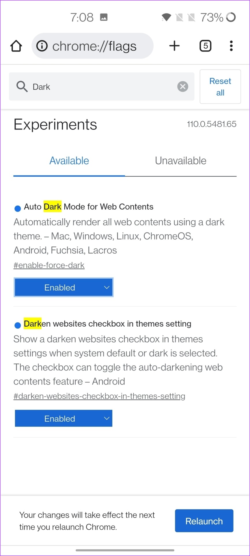 Force Dark mode on Chrome Android