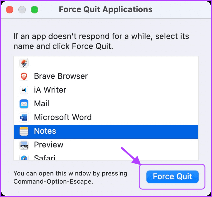 Force Quit Apple Notes Apps 2