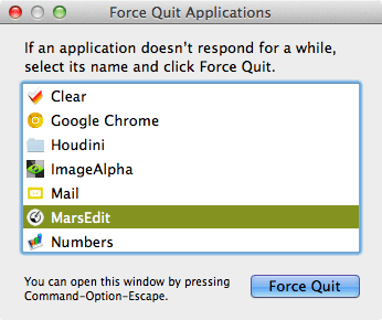 Force Quite Apps Keyboard Shortcut