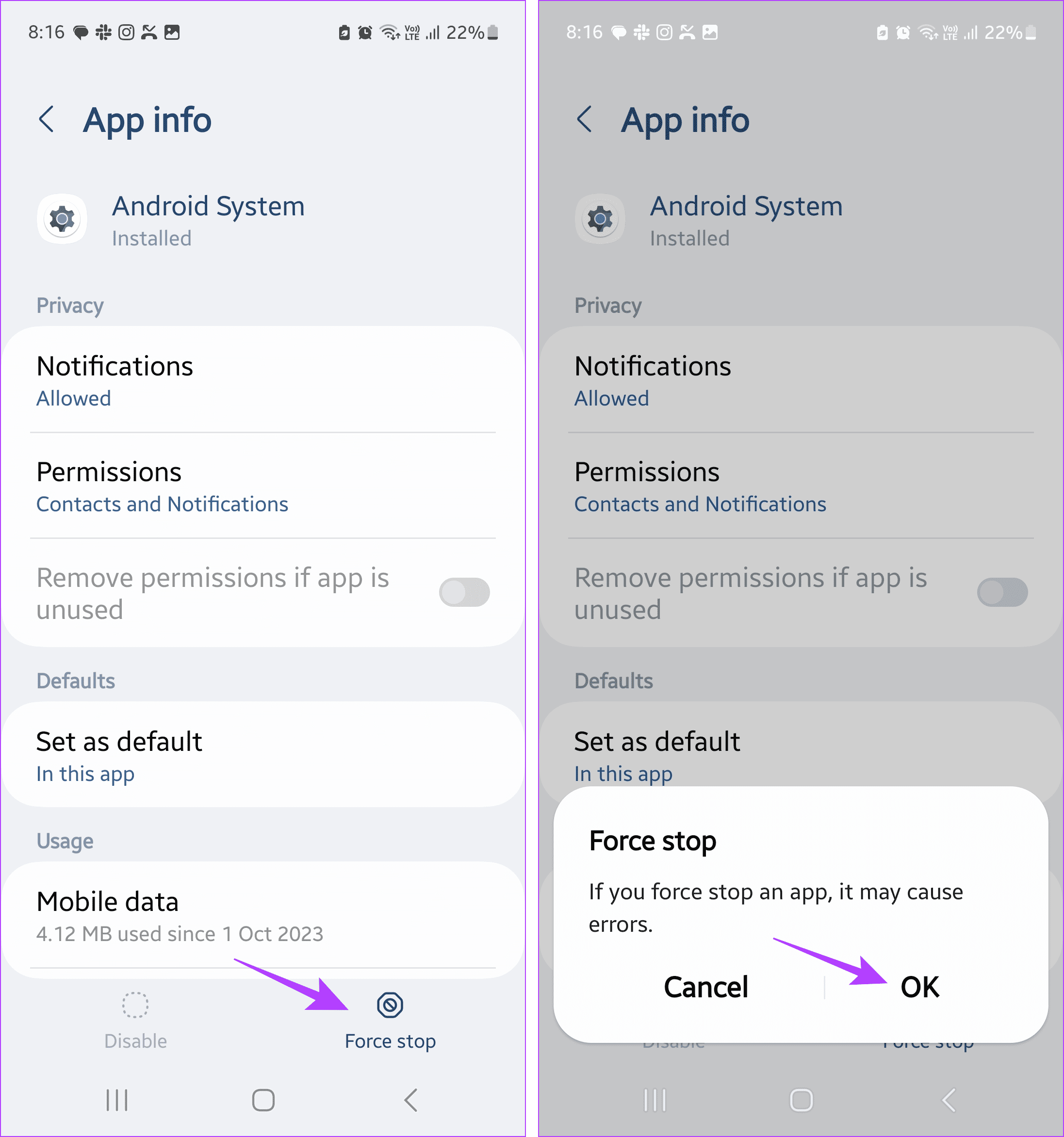 Force close Android System - 13