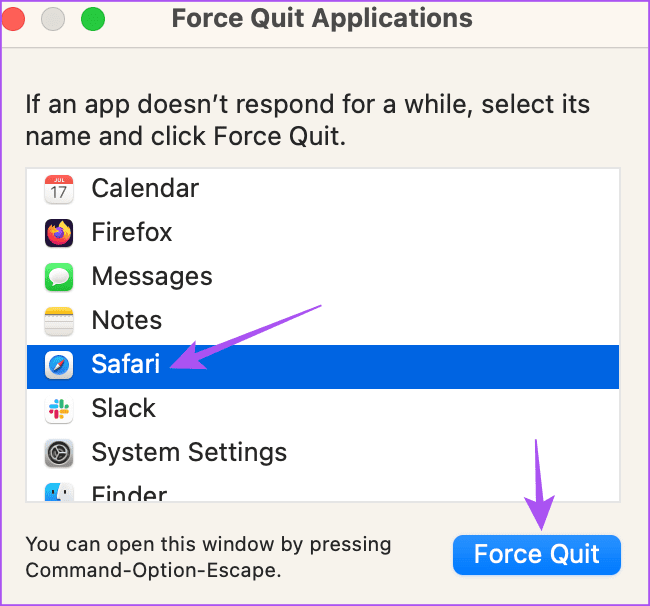 Force quit Safari on Mac 3