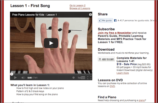 Free Piano Lessons 4 Kids Lesson