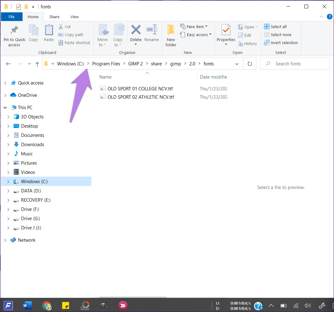 GIMP not showing new fonts 7