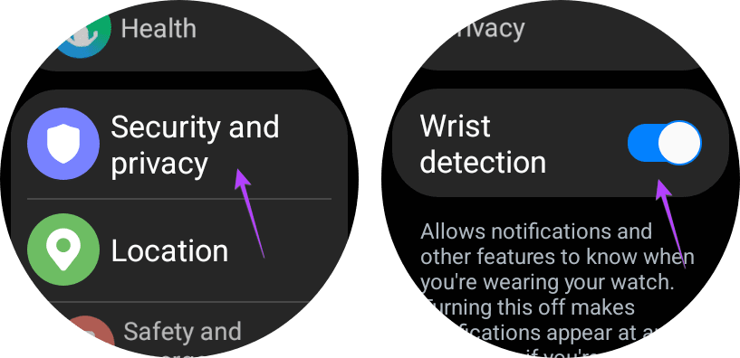 Galaxy watch wrist detection