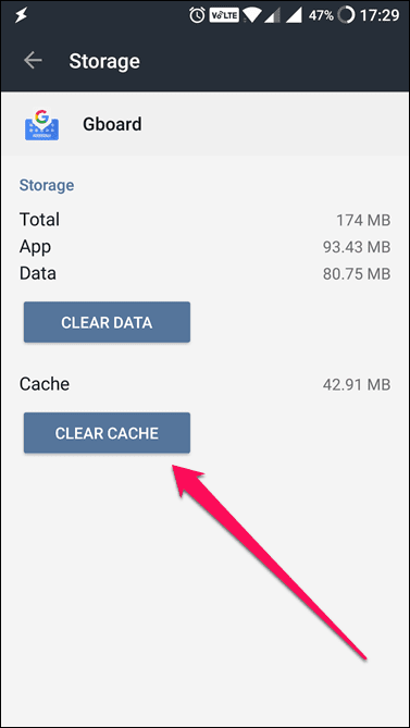 Gboard Cache Memory In App Settings