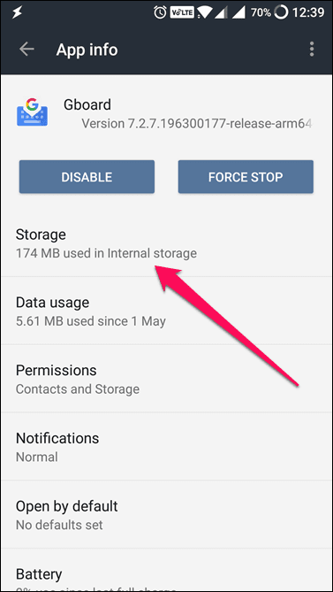 Gboard Storage In App Settings
