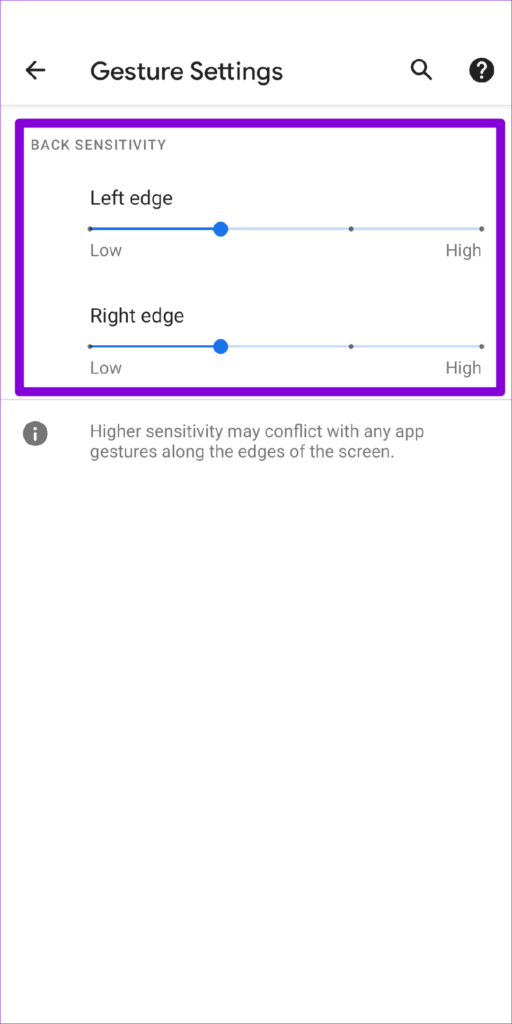 Gestures Sensitivity on Android