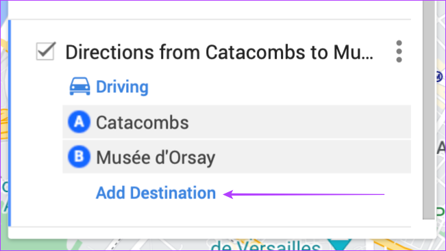 Add multiple destinations for directions in My Maps