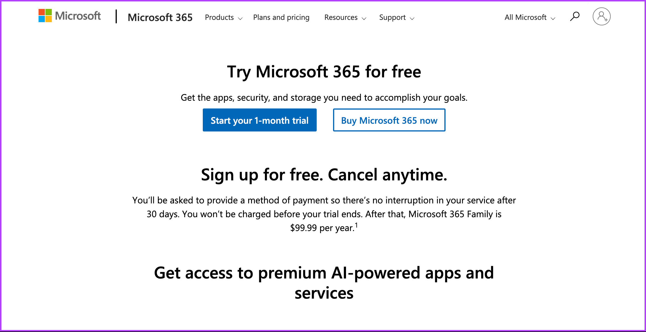 برای آزمایشی Microsoft 365 ثبت نام کنید