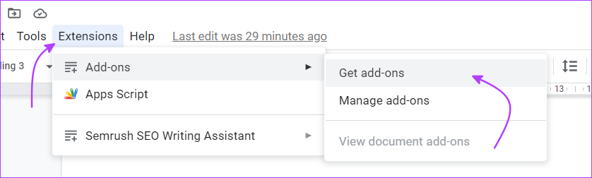 Add extensions to Google Docs