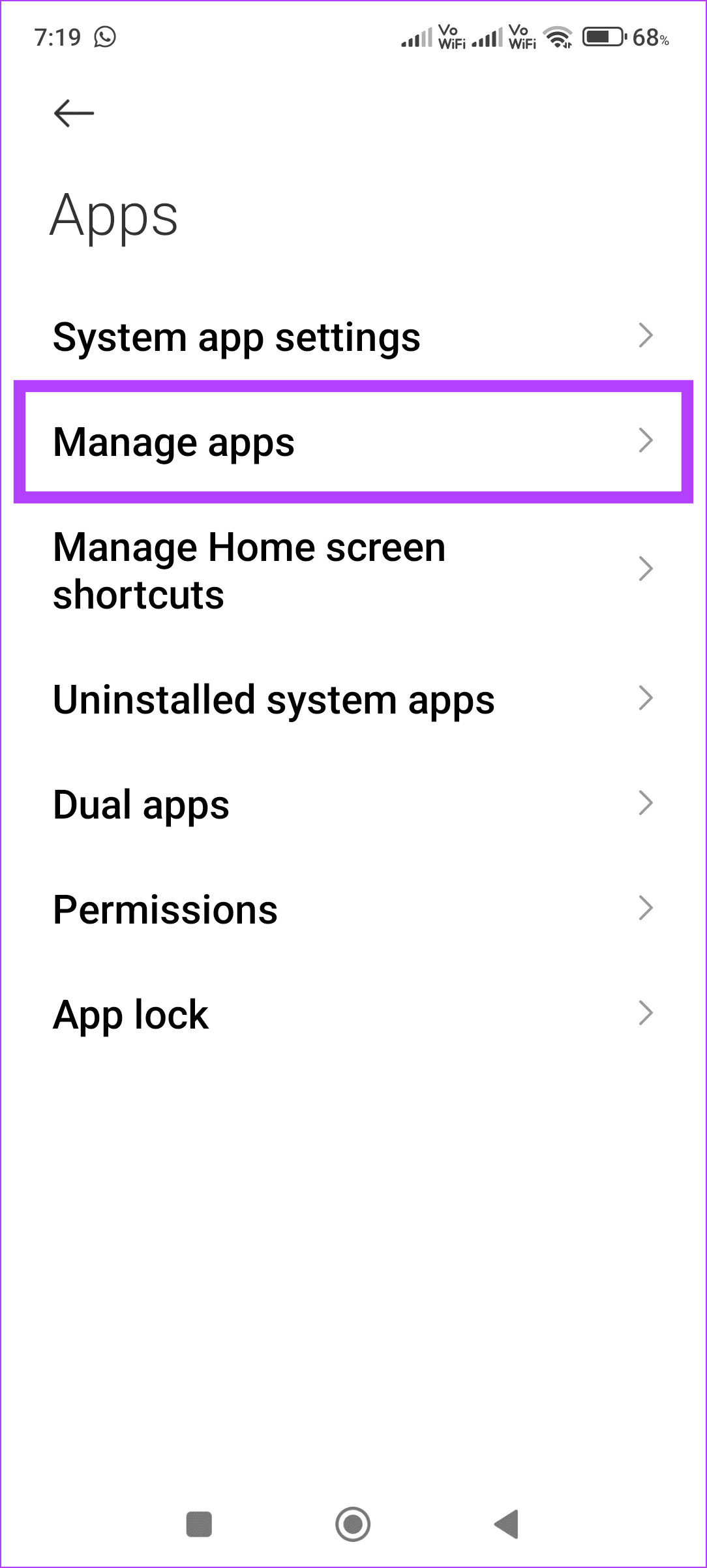 Go to Manage apps