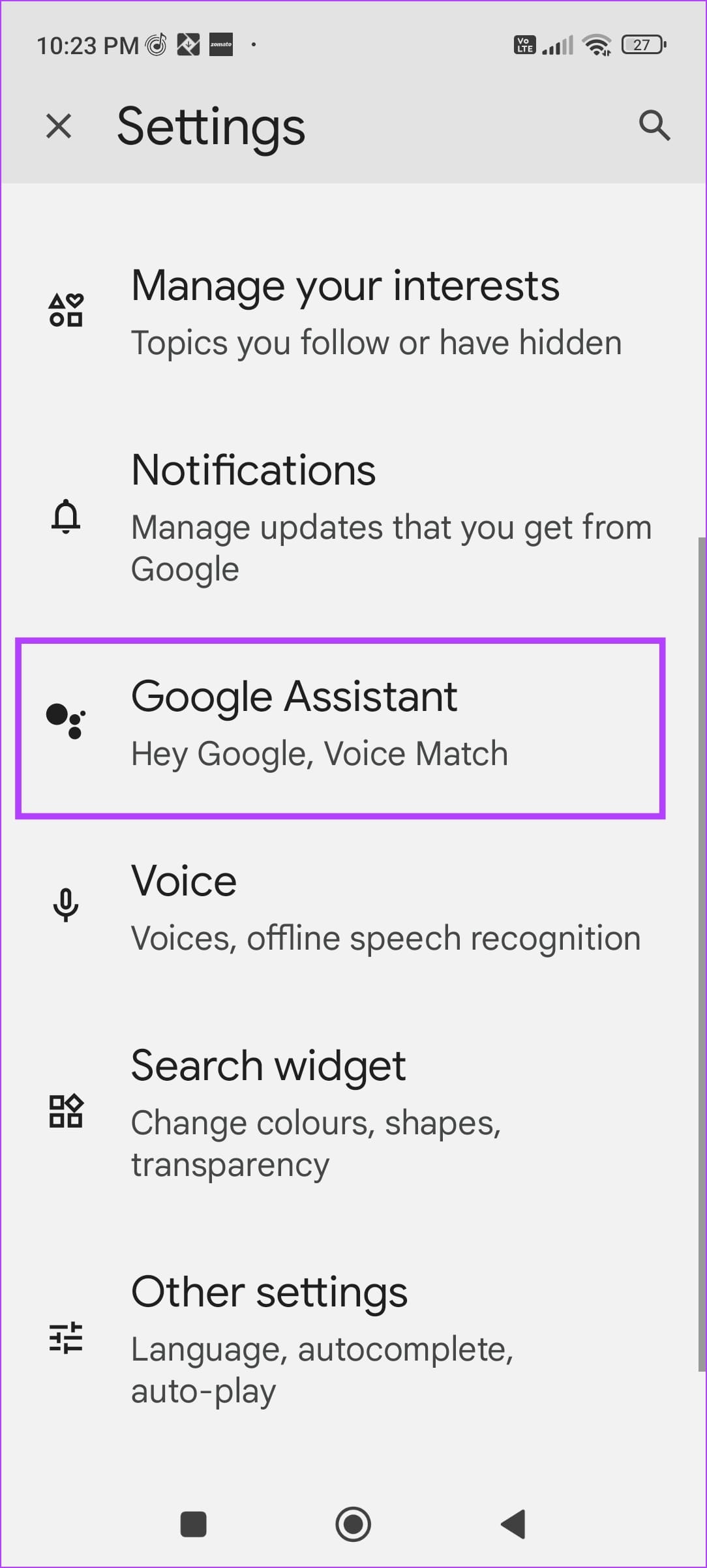 Google Assistant Settings 1
