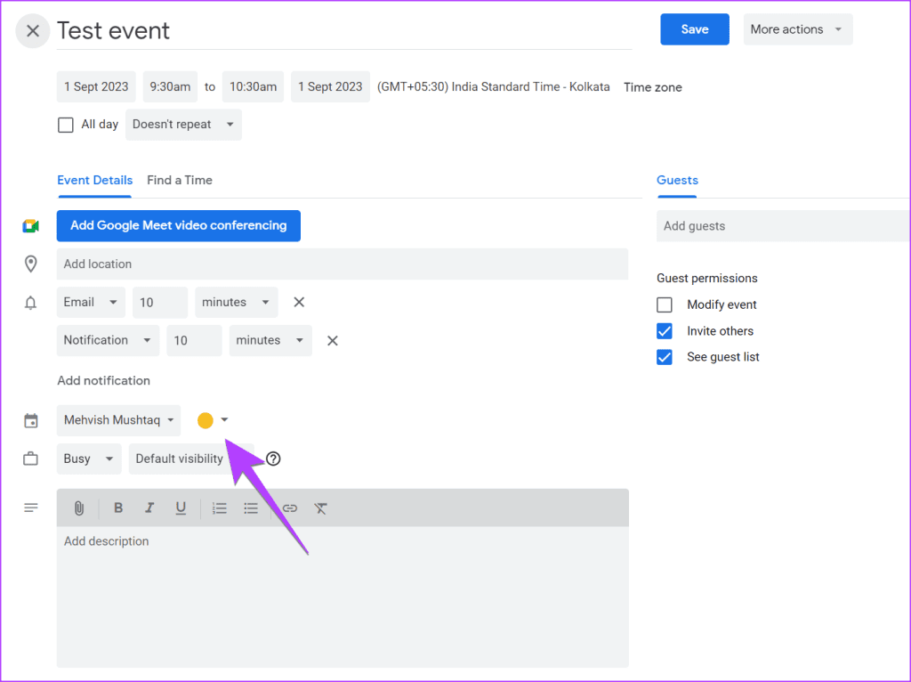Google Calendar Event Change color