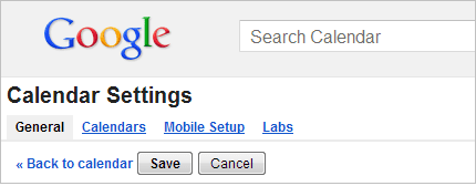 Google Calendar General Settings