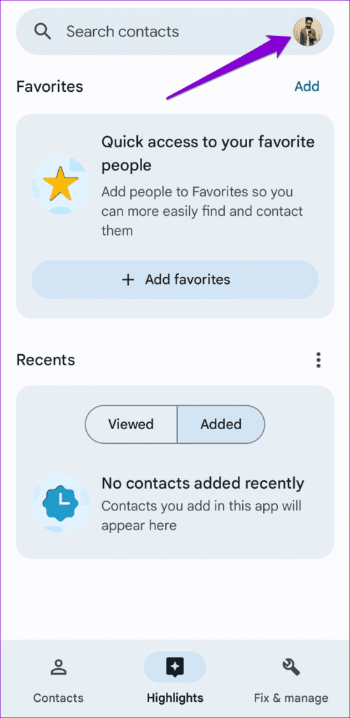 Google Contacts App on Android