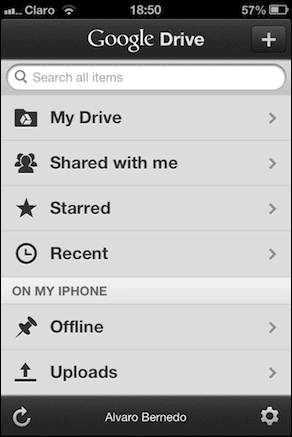 Google Drive Main Screen