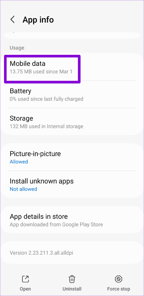 Google Drive Mobile Data Usage on Android 1