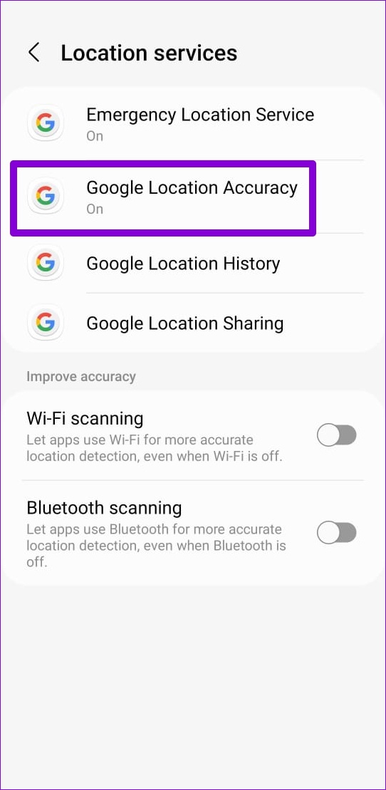 Google Location Accuracy Android