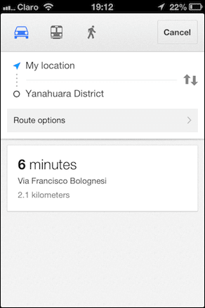 Google Maps Destination Chosen