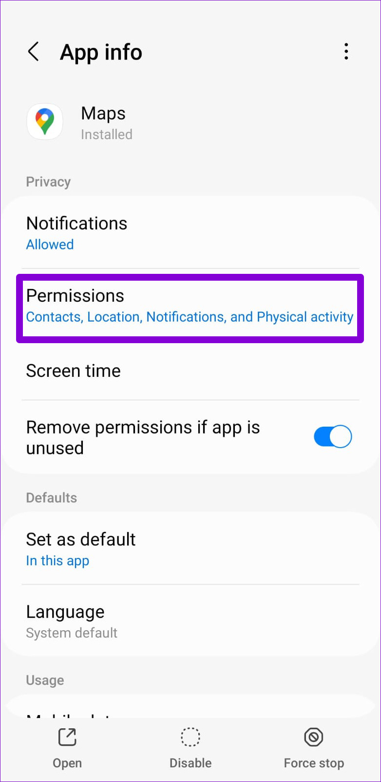 Google Maps Permissions on Android