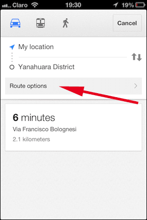 Google Maps Route Options