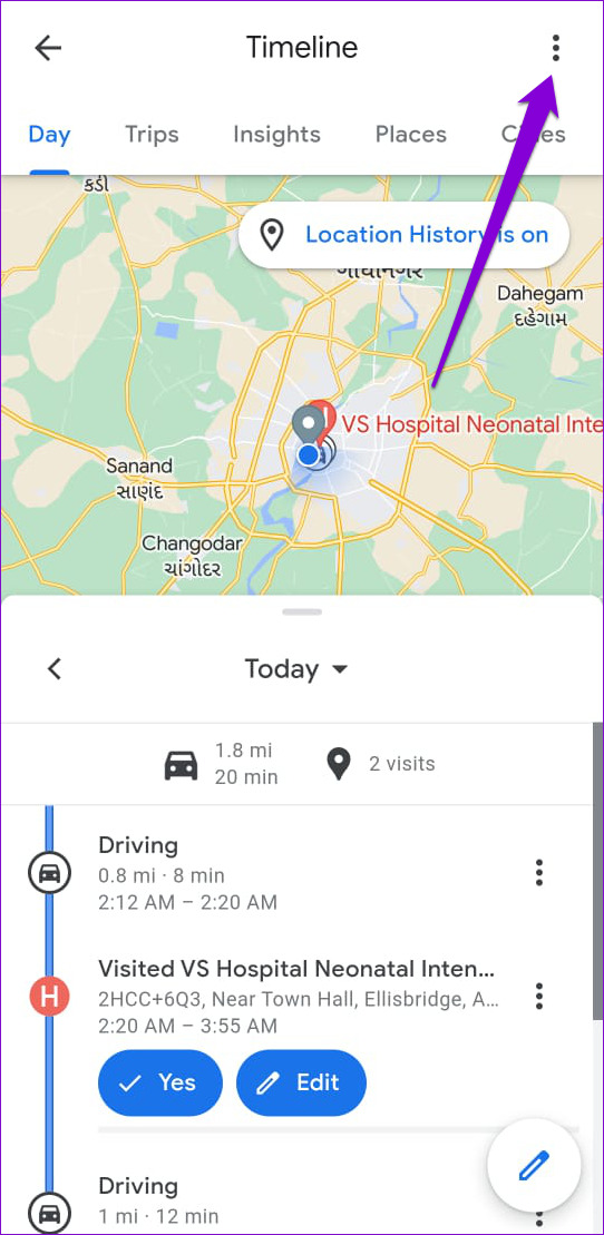 Google Maps Timeline on Android