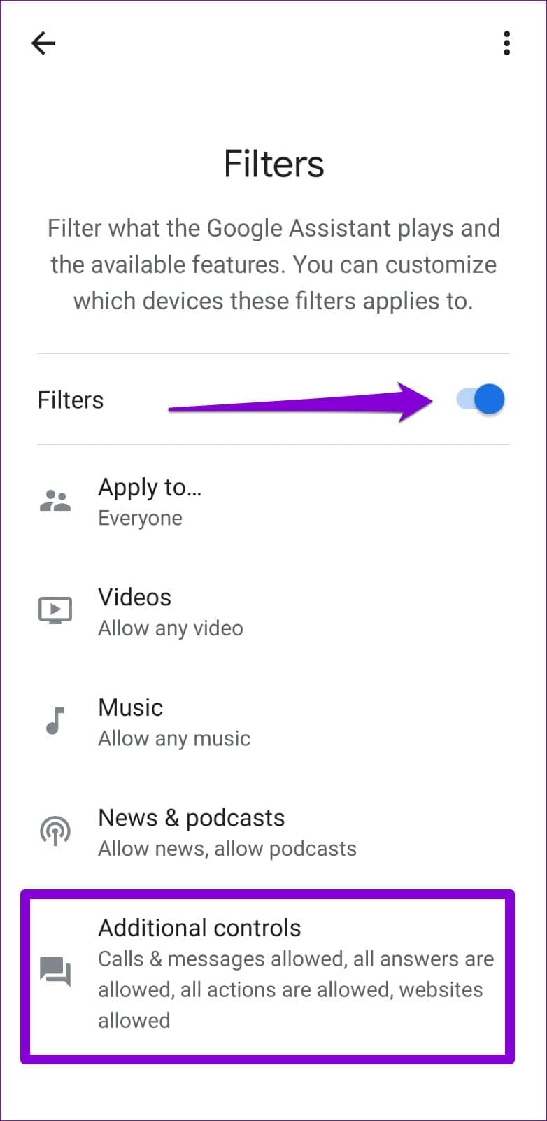 Google Nest Hub Filters
