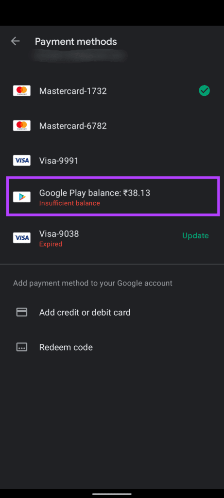 Change payment mode