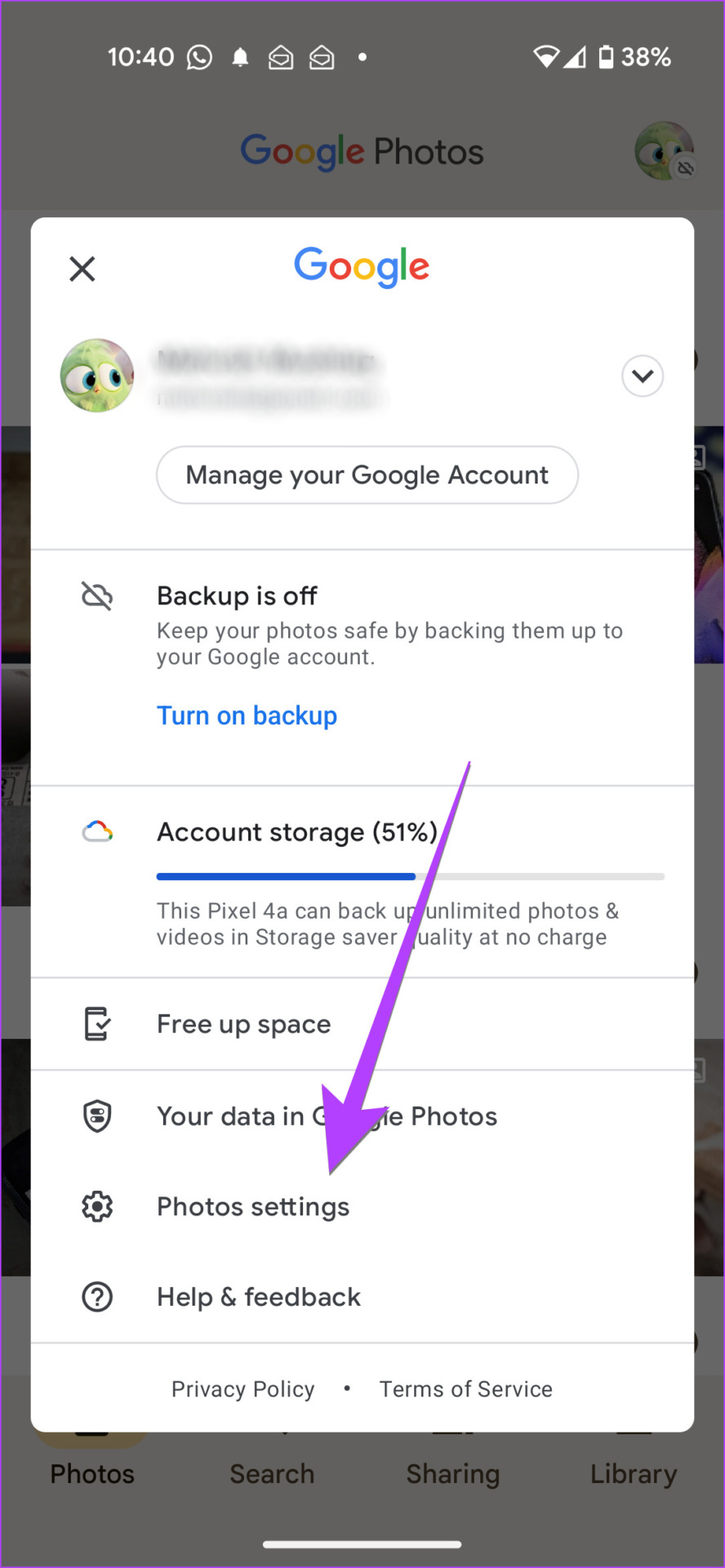 How do I enable photos upload to Google Photos?