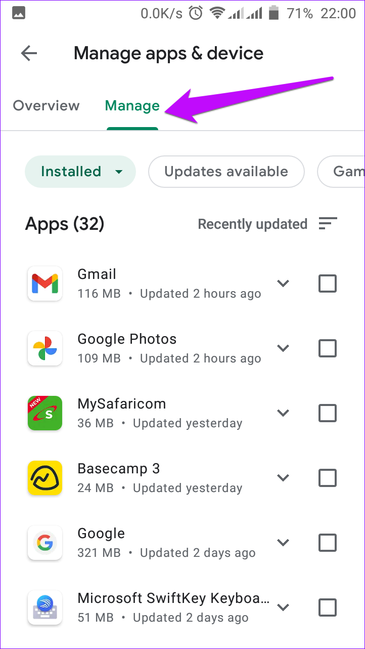 Google Play Store View Installed Apps