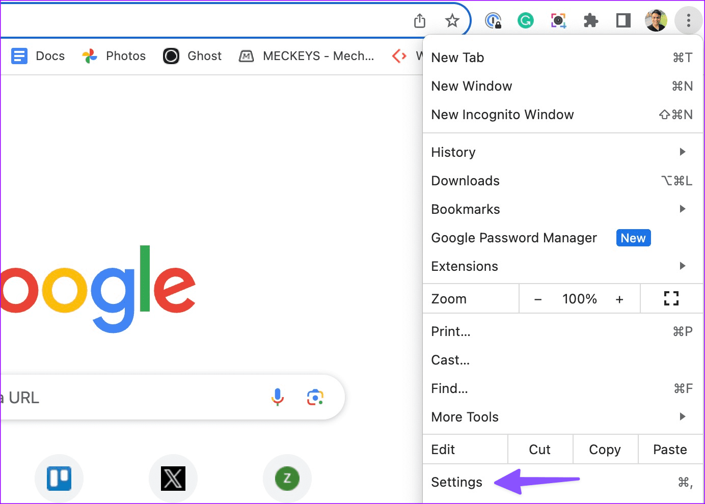 Google chrome settings on desktop