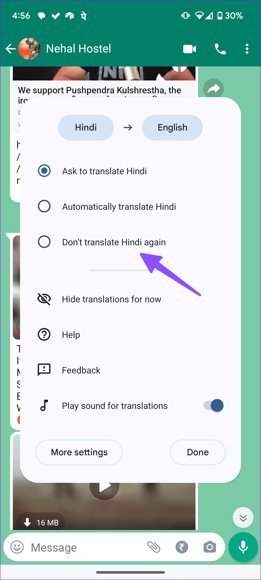 Disabling Google Translate for a specific language