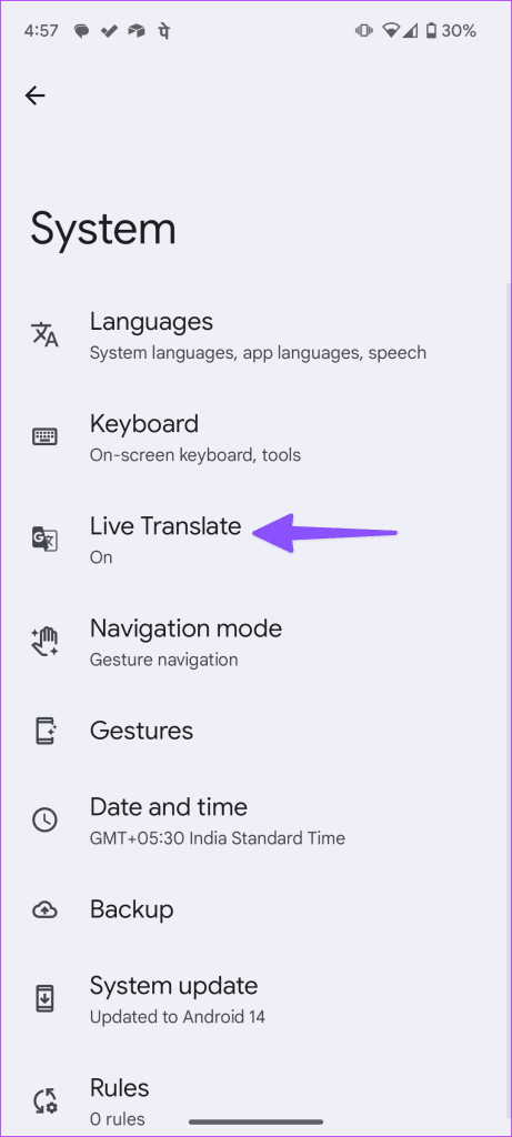 Accessing the Live Translate Feature