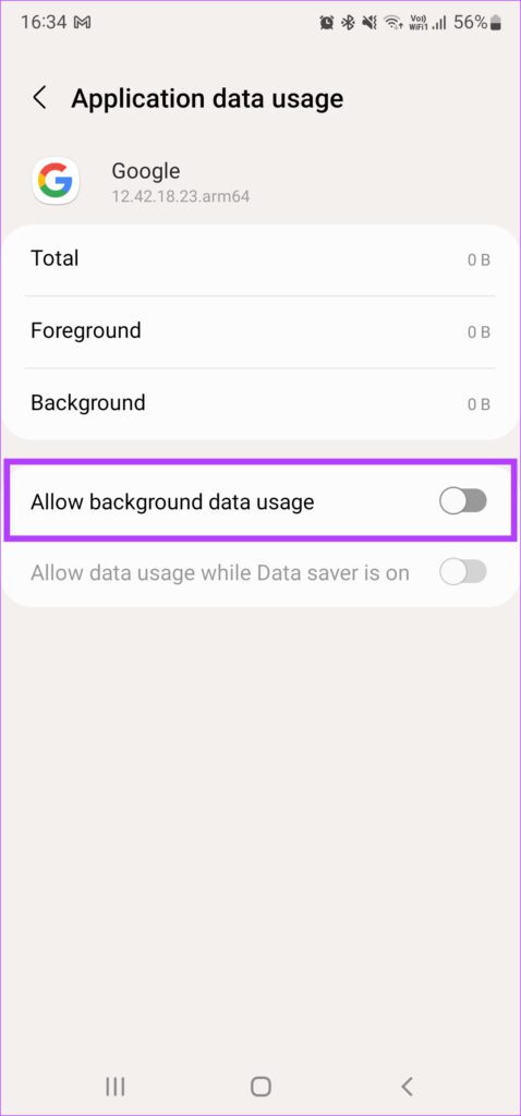 Allow background data usage